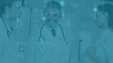 Doctors Meeting with Digital Network Animation Overlay