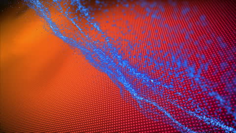 Abstract Blue Digital Wave Over Dynamic Orange Grid