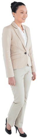 Smiling Asian Businesswoman in Transparent Background, Professional Attire