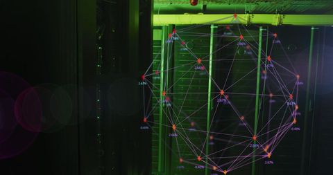 Advanced Technology Connection over Data Servers in Green Light - Download Free Stock Images Pikwizard.com
