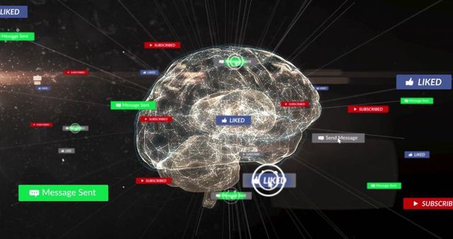 Futuristic Neural Interface with Holographic Brain Visualization