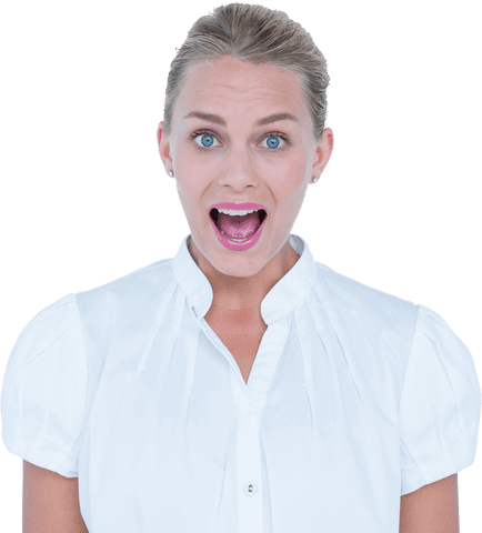 surprised businesswoman expressing emotion with open mouth transparent - Download Free Stock Videos Pikwizard.com
