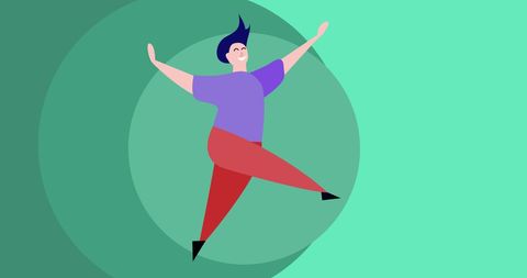 Joyful Person Leaping with Green Background