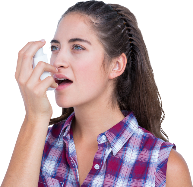 Woman Using Asthma Inhaler with Transparent Background - Download Free Stock Videos Pikwizard.com