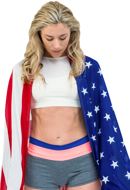 American Athlete Posing with Flag on Transparent Background - Download Free Stock Videos Pikwizard.com