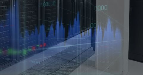 Conceptual image of data analysis in modern server room