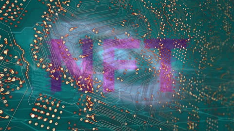 Futuristic Concept of Digital NFT Space with Circuit Overlay