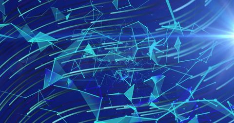 Futuristic blue digital network and dynamic connections