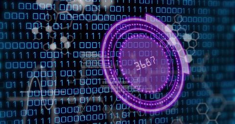futuristic digital binary code interface with target overlay - Download Free Stock Images Pikwizard.com