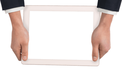 Businessman Holding Tablet with Copy Space on Transparent Background - Download Free Stock Videos Pikwizard.com