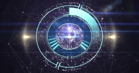 Abstract Network Globe with Digital Interface Animation - Download Free Stock Images Pikwizard.com