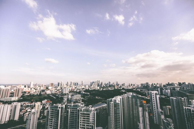 Wide-angle View of Modern Urban Skyline with High-rise Buildings - Download Free Stock Photos Pikwizard.com