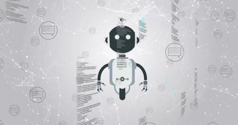 Robot Amid Digital Network Connections and Data Streams - Download Free Stock Images Pikwizard.com
