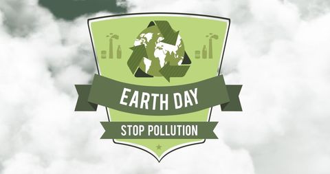 Earth Day Sustainability Emblem on Cloudy Sky Background - Download Free Stock Images Pikwizard.com