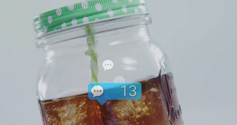 Social media engagement concept with pouring soda