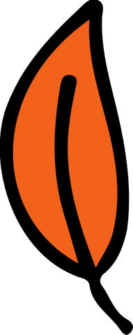 Transparent background orange leaf graphic with bold outline