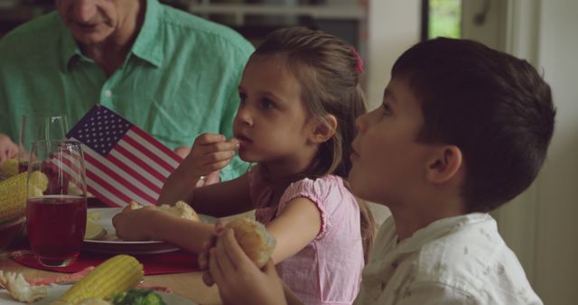 Children Enjoying Family Meal on Independence Day - Download Free Stock Images Pikwizard.com