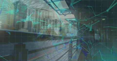 Futuristic digital interface over urban cityscape background