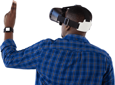 Man Interacting with Virtual Reality Through Transparent Headset - Download Free Stock Videos Pikwizard.com