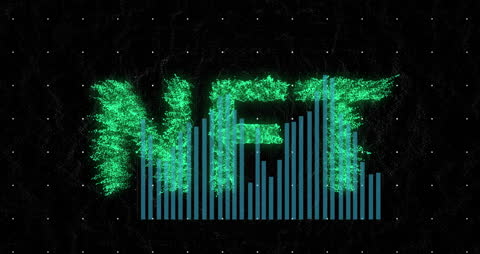 Digital Graph and Neon NFT Conceptual Art on Dark Background