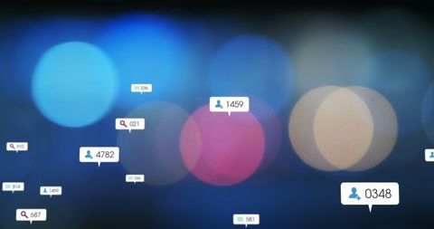 Social Media Network Icons on Colorful Abstract Background