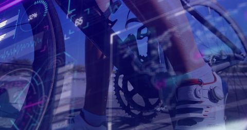 Cyclist with Futuristic Data Interface on Ride