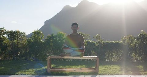 Meditation Practice in Sunlit Outdoor Garden Retreat