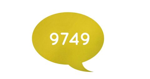 Yellow Speech Bubble with Number 9749 on White Background - Download Free Stock Images Pikwizard.com