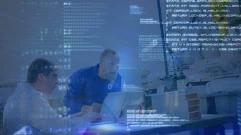 Businessman Analyzing Data on Laptop in Futuristic Setting