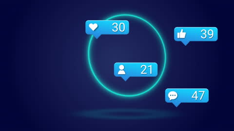 Digital Social Media Notification Icons on Abstract Background