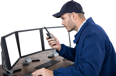 Security Officer Talking on Walkie Talkie with Transparent Background - Download Free Stock Videos Pikwizard.com