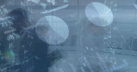 Abstract Financial Data Overlay with Business People