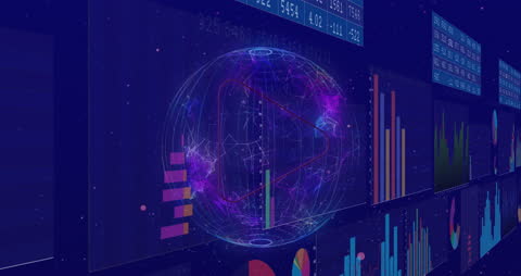 Futuristic Data Visualization with Global Connections
