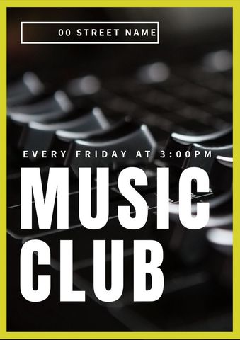 dynamic music club event promotion featuring piano keys - Download Free Stock Templates Pikwizard.com