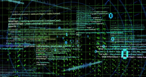 Abstract Digital Code and Data Animation on Virtual Grid