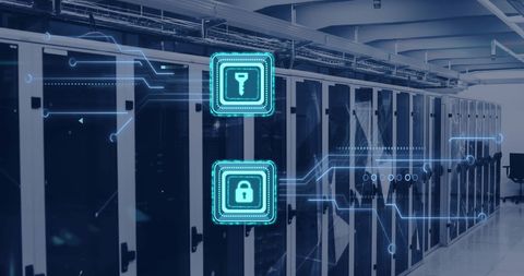 data security and digital key in modern server room - Download Free Stock Images Pikwizard.com