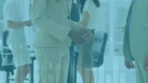 Collaborative Global Business Meeting with Digital Data Overlay