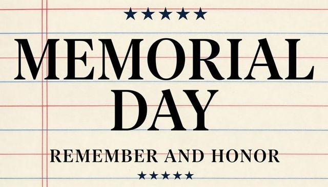 Memorial day remembering and honoring veterans notebook-style patriotic typography