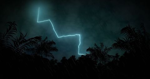 Dramatic Lightning Strike in Tropical Storm Skyline