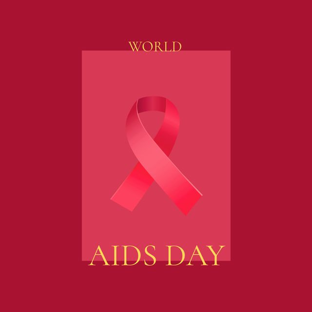 Composition of world aids day text over aids ribbon. World aids day and celebration concept digitally generated image.