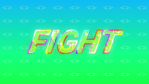 Animated Fight Text with Lightning Effect on Gradient Background