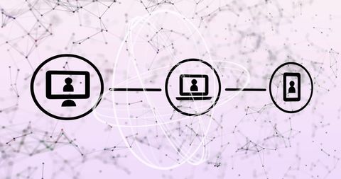 Global Digital Communication Network with Connected Icons - Download Free Stock Images Pikwizard.com