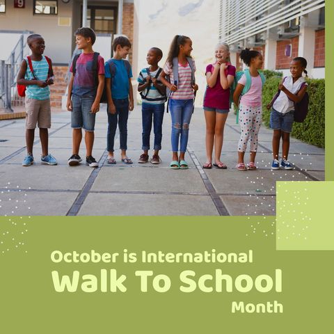 happy multiracial students celebrating international walk to school month - Download Free Stock Templates Pikwizard.com
