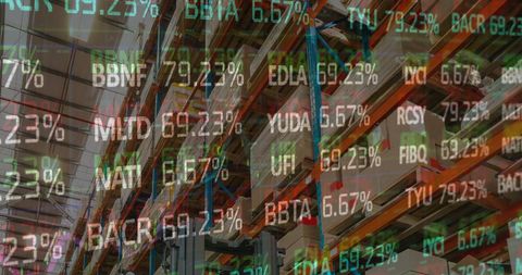 Digital Financial Data Overlaid on Warehouse Interior - Download Free Stock Images Pikwizard.com