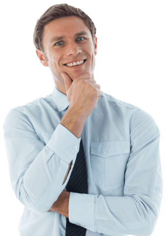 slide of confident businessman holding chin transparent background - Download Free Stock Videos Pikwizard.com
