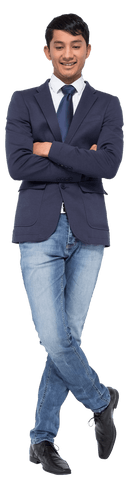 Confident Casual Businessman in Suit and Jeans with Transparent Background