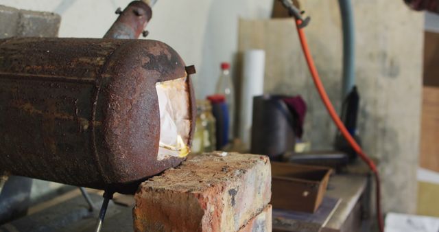 Vintage Industrial Furnace in Workshop - Download Free Stock Images Pikwizard.com