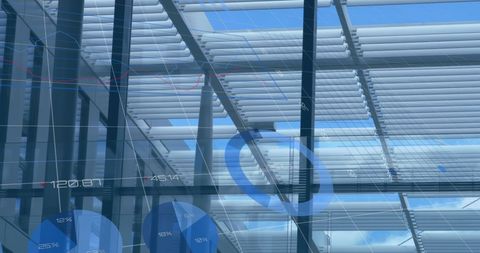 Innovative Technology with Futuristic Architecture and Data Visualization