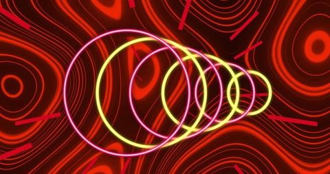neon circles with red wavy background design concept - Download Free Stock Images Pikwizard.com