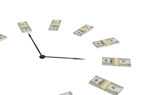 clock with money bundles as hands on transparent background - Download Free Stock Videos Pikwizard.com